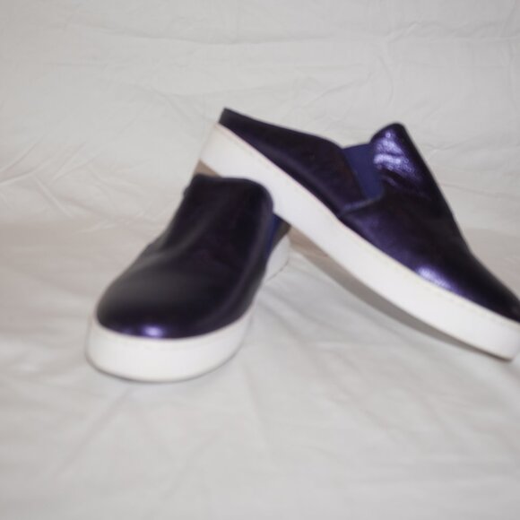 Vionic Dakota Purple Metallic Leather Flatform Slides Mules Sneaker 9 - Picture 2 of 12
